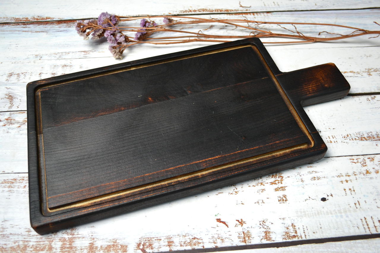 Дошка з дерева для подавання страв обпалена I Дошкою для подавання їжі