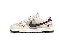 Жіночі кросівки Nike SB Dunk Low x Louis Vuitton Grey Black (сірі з чорним) замша текстиль Y14917