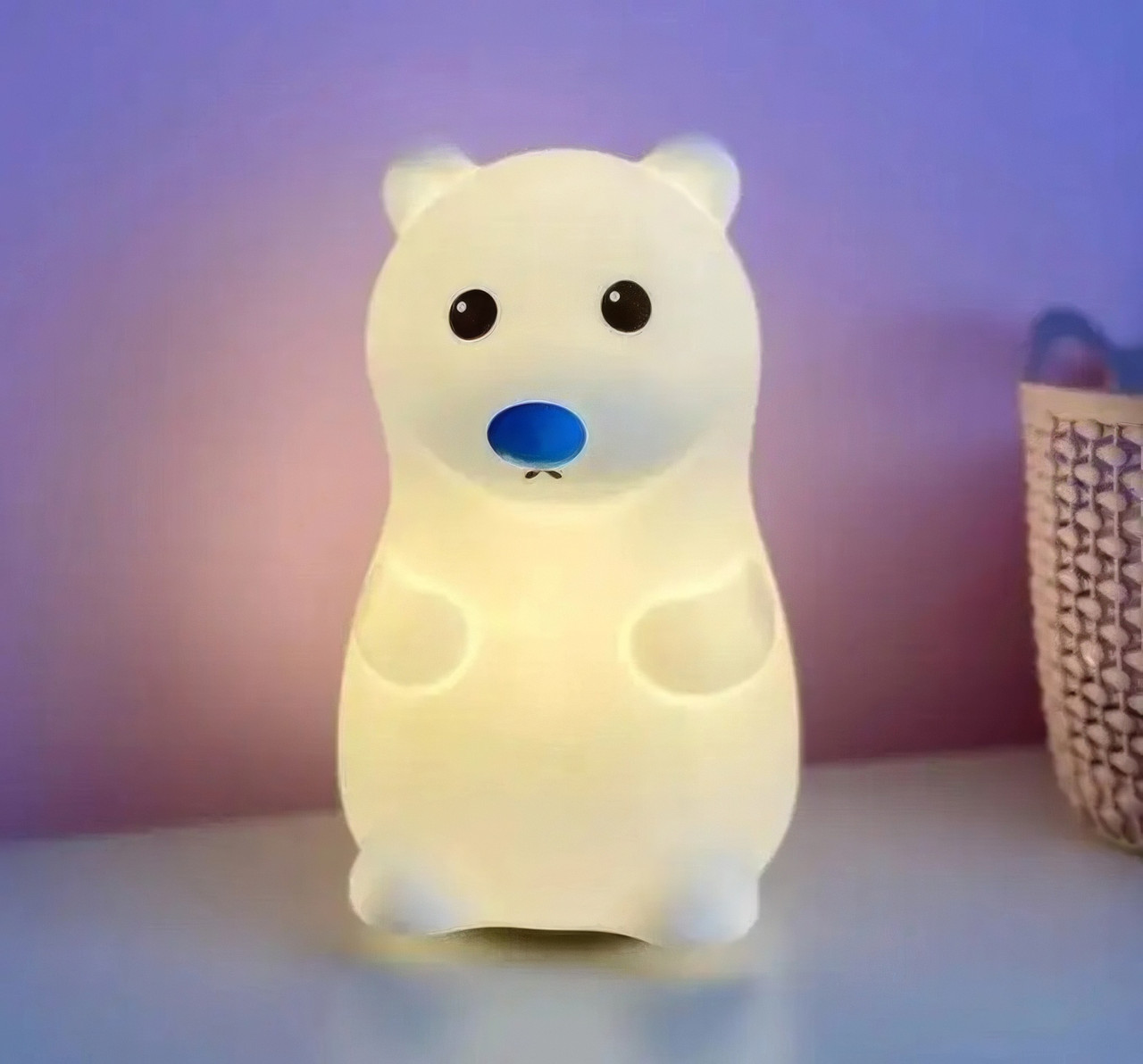 Силіконовий нічник Ведмедик із сенсорним датчиком Polar Bear Night Light, настільний світильник нічник