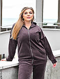 3610-17 Спортивний костюм жіночий на блискавці велюр батал (3 од: 54,56,58), фото 2