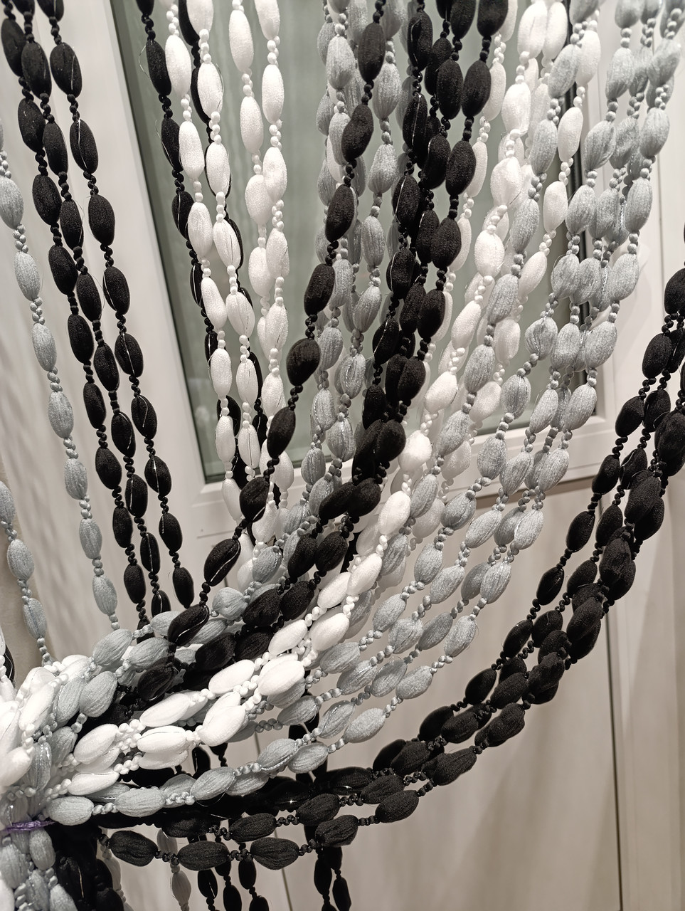 Структурні нитки шиніл чорний/сталь/білий з люрексом