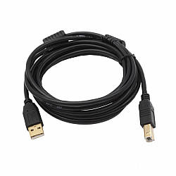 Кабель USB 2.0 AM/BM, 1.0м, 1 феррит, чорний, упаковка Q500, артикул 9103, Voltronic