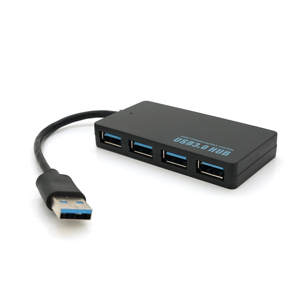 Хаб USB 3.0, 4 порта, плоский, чорний, підтримка до 2TB, кабель 0,14 м, артикул 8645, Voltronic