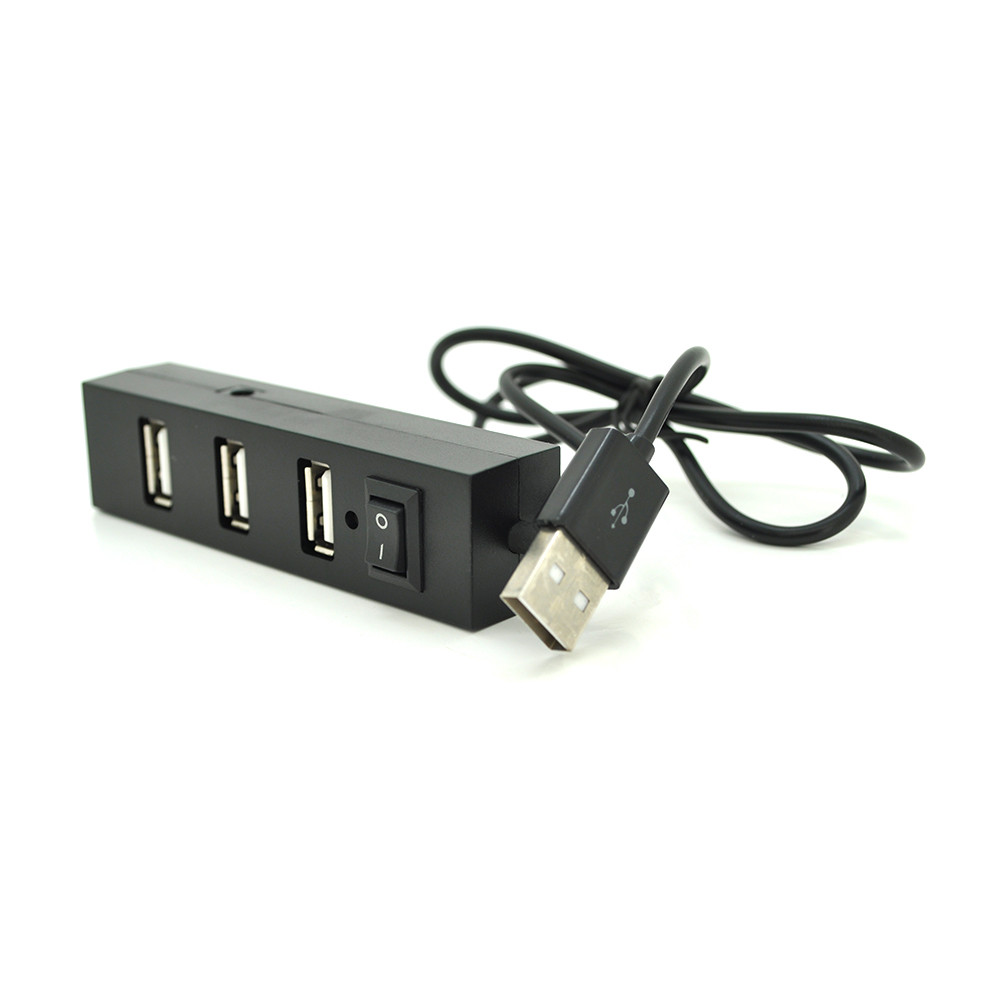 USB Хаб YT-HUB4-B 2.0, 4 порта, чорний, 480 Мбіт/с, живлення від USB, артикул 7243, Voltronic
