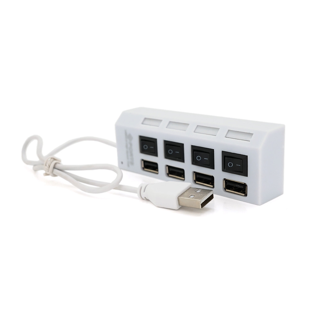 Хаб USB 2.0 на 4 порта з перемикачами, White, 480 Мбіт/с, підтримка до 0,5 ТБ, артикул 3961