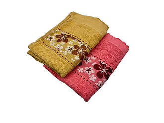 Набір рушників 2 шт (Махра) | Рушники для обличчя та рук "Квіти" | 50х100 см