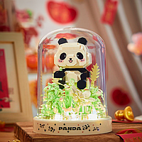 Конструктор нічник блочний дитячий з підсвіткою квітка в колбі Панда
