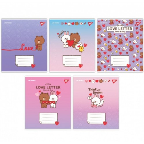 Зошит 12 коса лінія арт766934 Line Friends. Love letter Yes (25 шт. у пакованні)