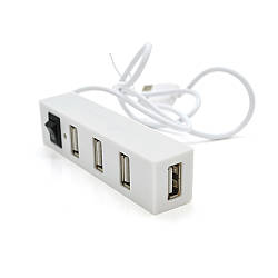 Хаб YT-HUB4-W USB 2.0 4 порти, White, 480Mbts живлення від USB, Blister Q200