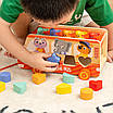 Прикольна розвивальна іграшка каталка Автобус звірят 3в1 Геометричний сортер Стучалка стукалка whack-a-mole, фото 3