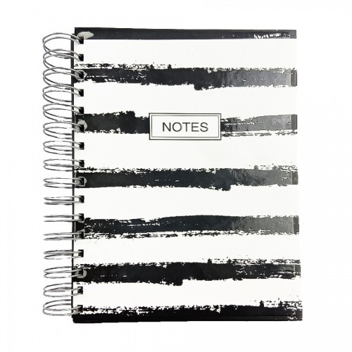 Блокнот А5 80 арк Чорні сторінки-2 ЛІНІЯ тв палiтурка пружина Note білі полоси ТМ АртПринт