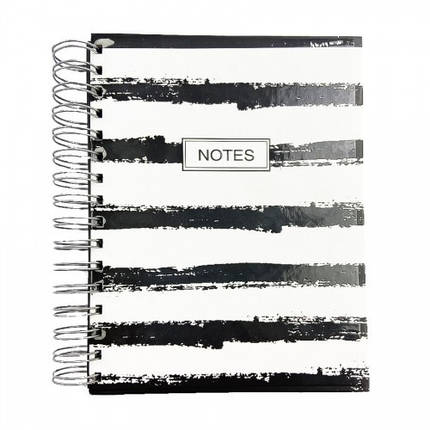 Блокнот А5 80 арк Чорні сторінки-2 ЛІНІЯ тв палiтурка пружина Note білі полоси ТМ АртПринт, фото 1