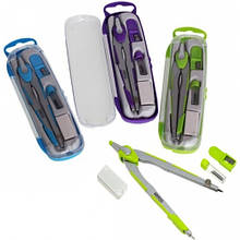 Готовальня CLASS 9038 4 предмета:циркуль 130мм чинка гумка стержні TECHNO асорті (1/12)