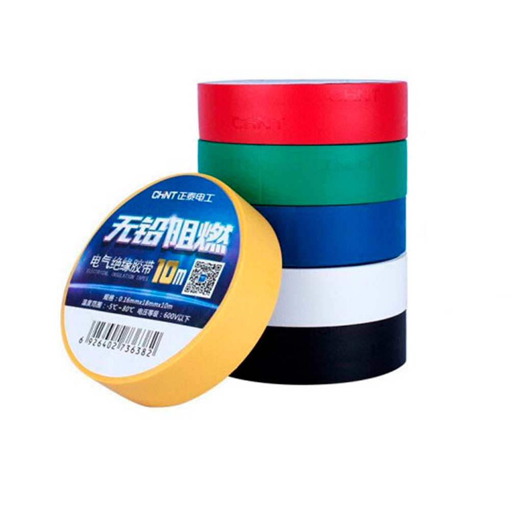 Изолента CHNT 0,16 мм*18 мм*10 м (синя), 600V, -5°С/+80°С, 10 шт в упаковці, артикул 15134, фото 1