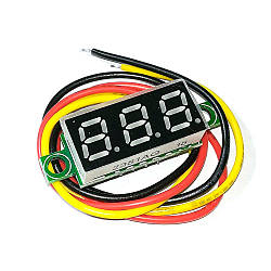 Цифровий вольтметр, діапазон вимірювань 0 -100V, 0.28", три дроти, Green