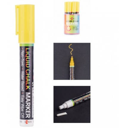 Крейдяний маркер SANTI 390613 жовтий 5 мм ціна за 1 шт (1/9), фото 1