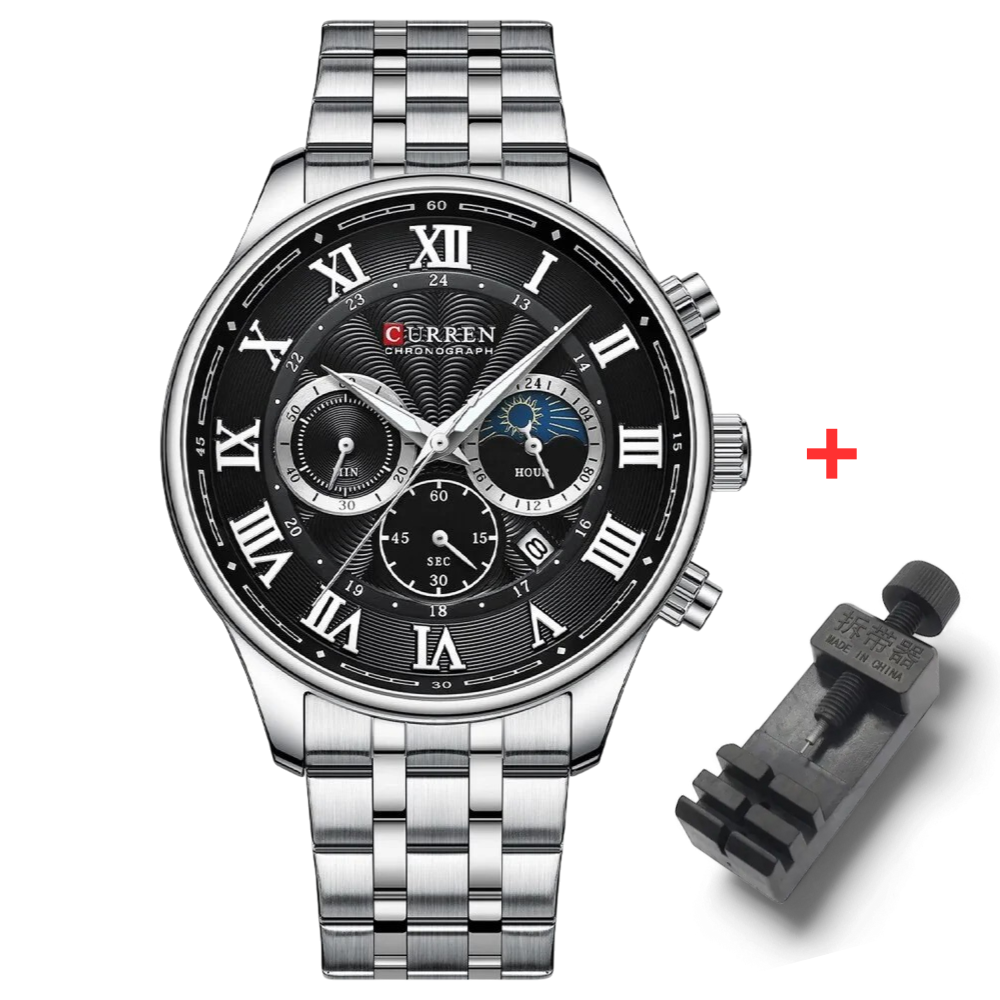 Чоловічий кварцовий годинник з хронографом Curren 8427 Silver-Black