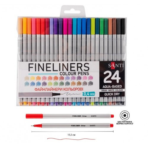 Набір файнлайнерів SANTI 24 кольори 0.4 мм
