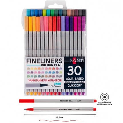 Набір файнлайнерів SANTI 30 кольорів 0.4 мм арт.390995, фото 1