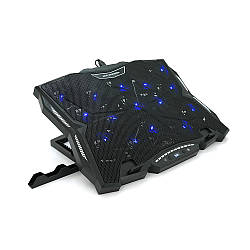 Підставка під ноутбук IceCoorel K12, 10-17", 15 * 60mm 2500±10% RPM, корпус пластик + алюміній, TYPE-C + USB, 400x305x39mm, Black,