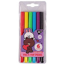 Фломастери Yes 6 кольорів Line Friends 650541 на водній основі (1/24)