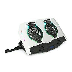 Підставка для ноутбука IceCoorel N9, 10-18", 2*125mm 1400±10% RPM, корпус пластик+алюміній, 2xUSB 2.0 + LCD display, 461x298x52mm,