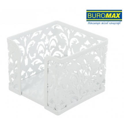 Бокс для паперу BUROMAX 6216-12 металевий Barocco 80х95х95мм білий (1/12), фото 1