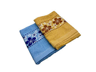 Набір рушників 2 шт (Махра) | Рушники для обличчя та рук "Квіти" | 50х100 см