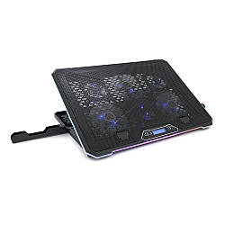 Підставка під ноутбук IceCoorel K15, 10-17", 4*100mm 1400±10% RPM, корпус пластик+алюміній, 2xUSB 2.0 + підставка для мобільного