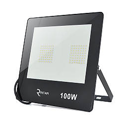 Прожектор SLIM LED RITAR RT-FLOOD100A, 100W, SMD2835, IP65, 8000Lm, 6500K (100%), Ra>70, 272*180*30mm, Black