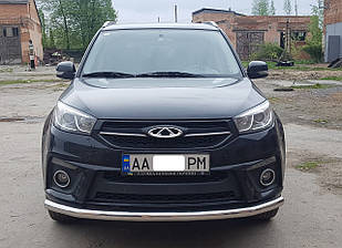 Передній захист бампера ус одинарний d60 ST008 (нерж) Chery Tiggo 2012-