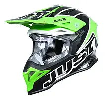 Мотошолом Just1 J39 Thruster Black White Fluo Green