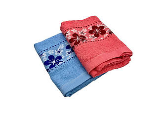Набір рушників 2 шт (Махра) | Рушники для обличчя та рук "Квіти" | 50х100 см