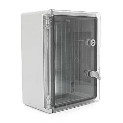 Бокс міцний з ABS пластику з монтажною панеллю 400х300х170, з прозорими дверцятами, IP65