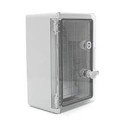 Бокс міцний з ABS пластику з монтажною панеллю 300х200х130, з прозорими дверцятами, IP65