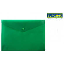 Папка-конверт А4 на кнопці BUROMAX 3925-04 зелений (6 шт. в упаковці) /120