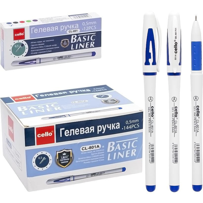 Набір гелевих ручок CL801A-12 синя 12 штук, фото 1