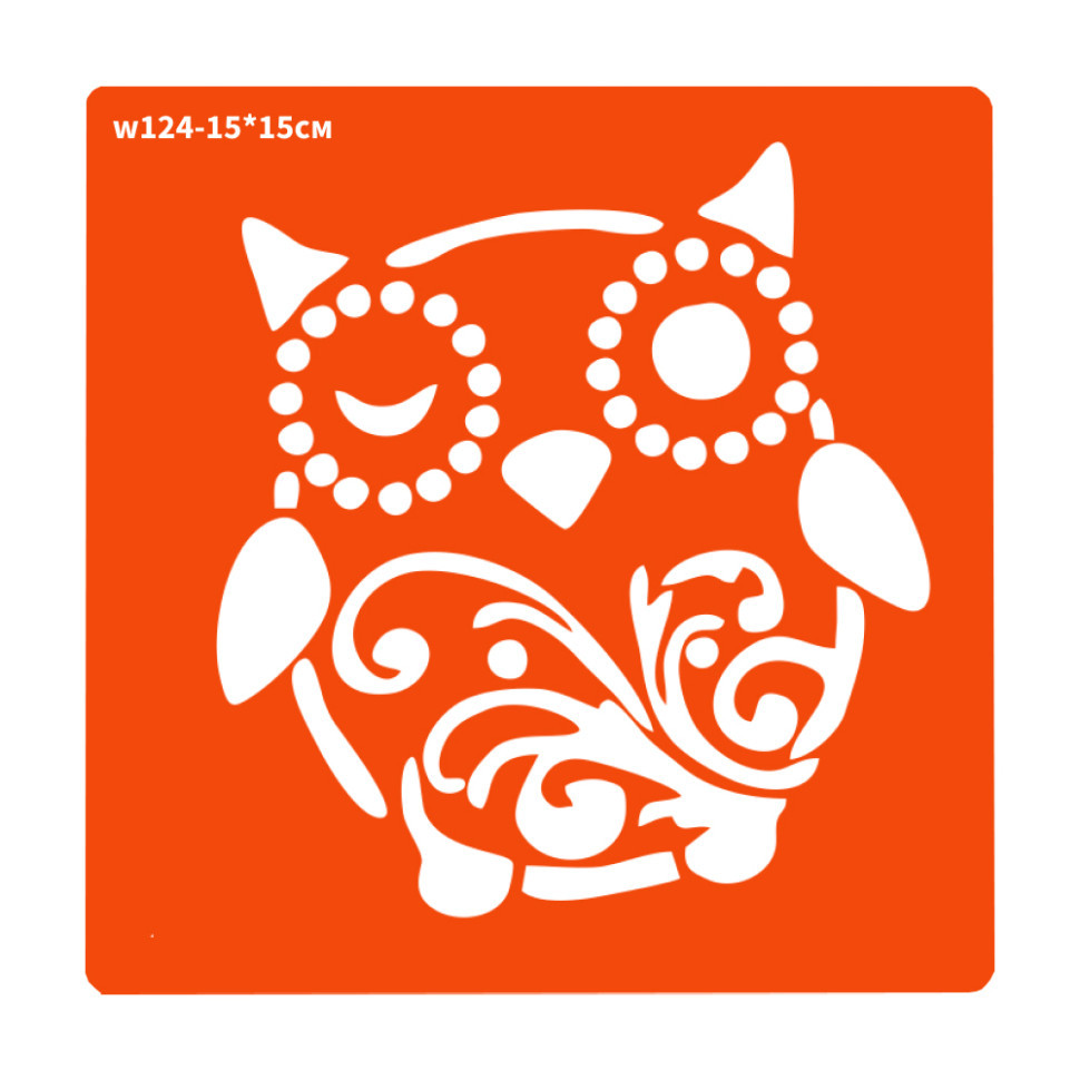 Трафарет для біо-тату Зимова сова w124-15*15см, розмір 15х15см, фото 1