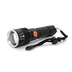 Ліхтар ручний Bailong P07-P50, 1LED Cree XHP50.2, 19W, 5 режими, ZOOM, 18650/8800mah, Black, IP40, кабель USB-micro, 160х45х32мм,