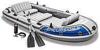 Човен надувний Intex 68325 «Excursion 5 Set» (168*366 см, гребний, п’ятимісний, трикамерний, надувне дно, весла, ручний насос, до