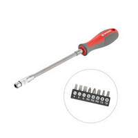 Викрутка з бітами 9 шт CrV з гнучким подовжувачем (блістер) Intertool