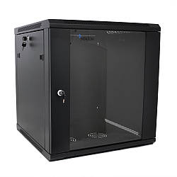 Шафа Merlion 18U, 600*600*897mm (Ш*Г*В)мм загартоване скло, чорна, сталь 1,2мм із замком (у розібраному вигляді!!!)