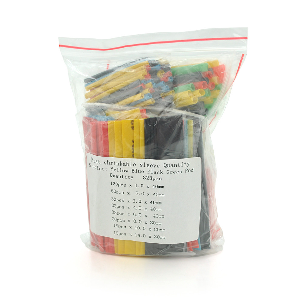 Комплект термоусадочних трубок 328 шт. 1-14 мм, 8 діаметрів, 4 кольори, артикул 24711, Voltronic