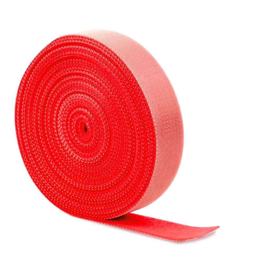 Стяжки на липучці 25мм, рулон 45м, червоні, артикул 20742, універсальні для упорядкування кабелів.