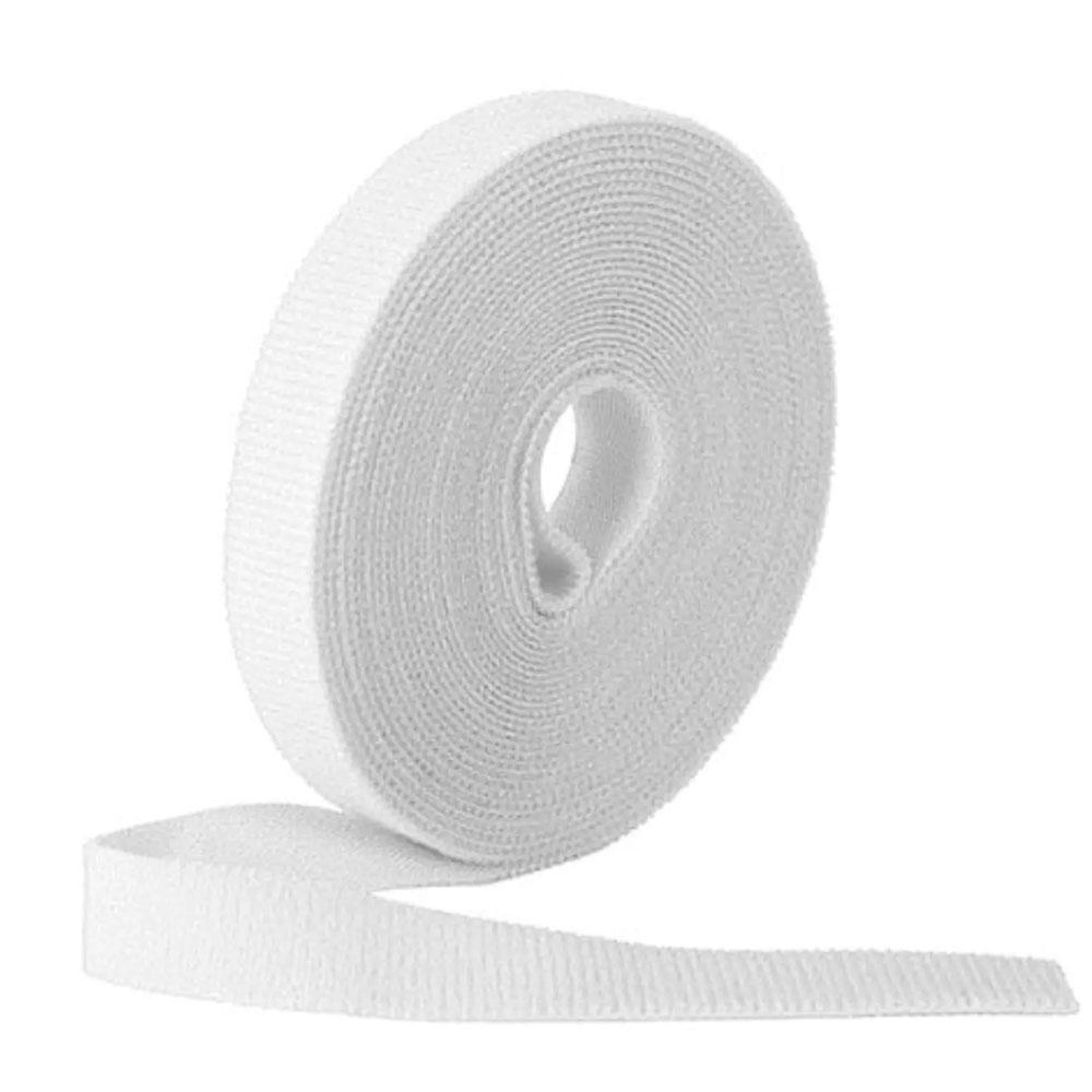 Стяжки на липучці 10мм, рулон 45м, білі, артикул 20748, універсальні для упорядкування кабелів., фото 1
