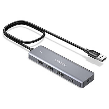 Ультратонкий ЮСБ хаб 3USB+1Type-C UGREEN CM219 USB 3.0 5Gbps Hub (сірий)