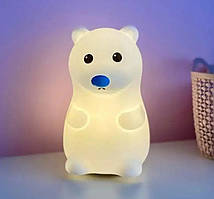 Силіконовий нічник Ведмедик із сенсорним датчиком Polar Bear Night Light, настільний світильник нічник
