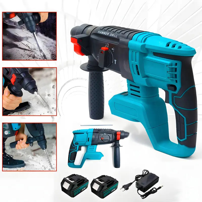 Перфоратор акумуляторний безщітковий KRAFFTEC 48V 2 акб 4.0AH дриль на акамуляторі для дому в кейсі, фото 1