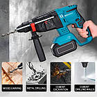 Перфоратор акумуляторний безщітковий KRAFFTEC 48V 2 акб 4.0AH дриль на акамуляторі для дому в кейсі, фото 3