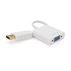 Конвертер Display Port (тато) на VGA(мама) 30cm, White,4K/2K, Пакет